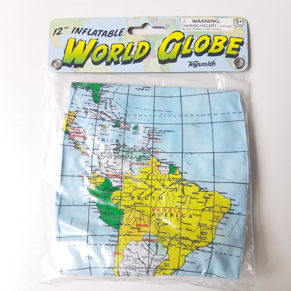 12" Globe Beach Ball: Inflatable Plastic World Map for Outdoors/Geography